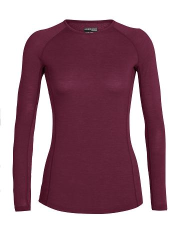 Cherry Women's Icebreaker BodyfitZone™ Merino 150 Zone Long Sleeve Crewe Thermal Top Base Layers | USA 1886AHKP